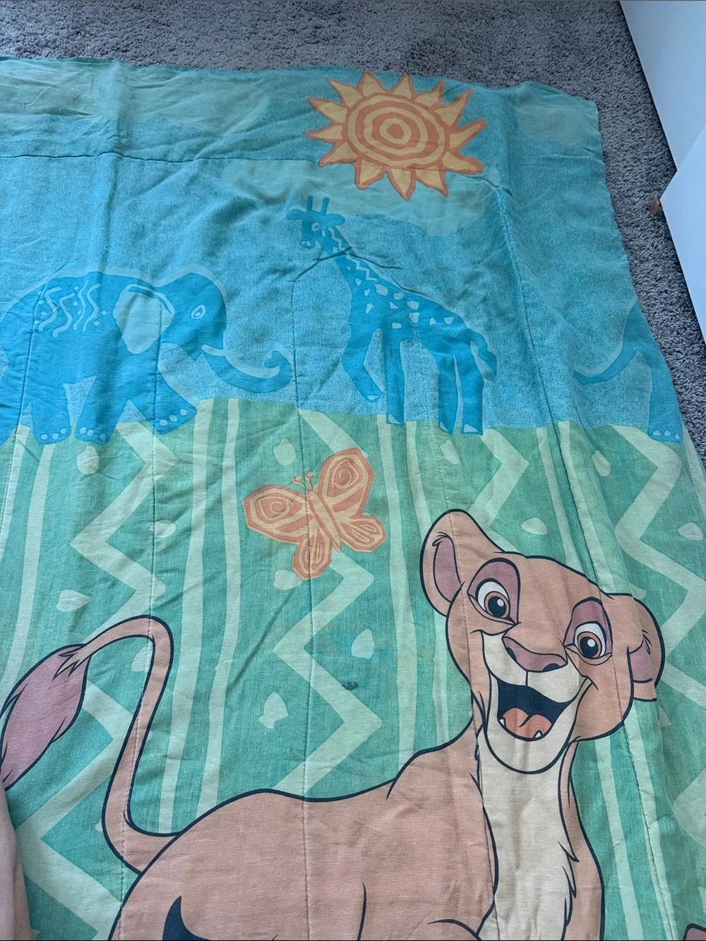 Vintage 90s Disney Lion King Simba Nala Comforter Blanket 1990s Bedding